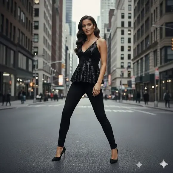 Forever 21 NWT Sequined Peplum Top Size M - Picture 10 of 10